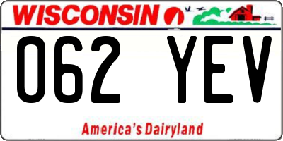 WI license plate 062YEV