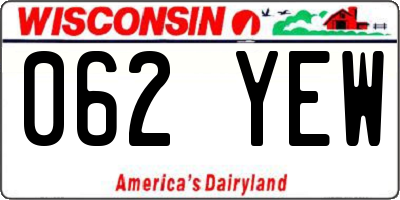 WI license plate 062YEW