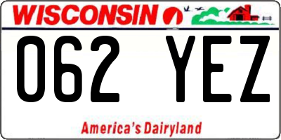 WI license plate 062YEZ