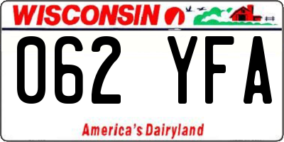 WI license plate 062YFA
