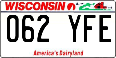 WI license plate 062YFE