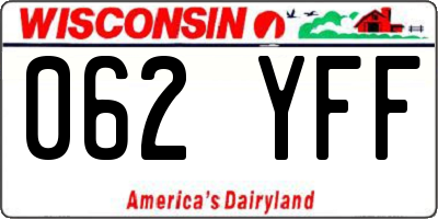 WI license plate 062YFF