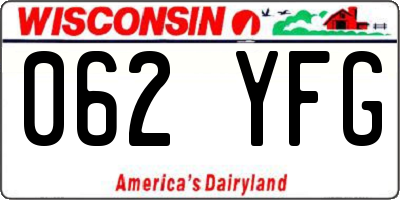 WI license plate 062YFG