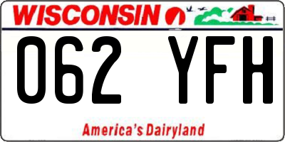WI license plate 062YFH