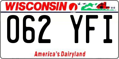 WI license plate 062YFI