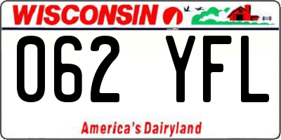 WI license plate 062YFL