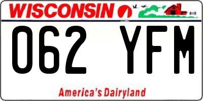 WI license plate 062YFM
