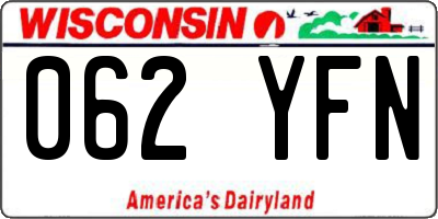 WI license plate 062YFN