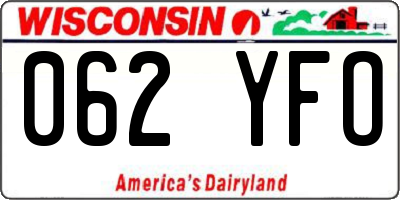 WI license plate 062YFO