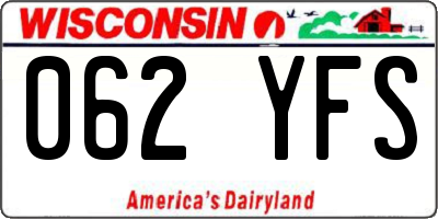 WI license plate 062YFS