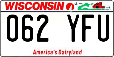 WI license plate 062YFU