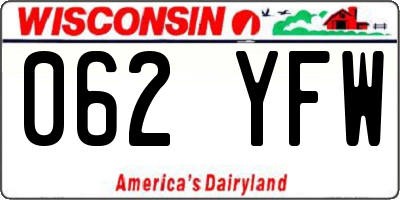 WI license plate 062YFW
