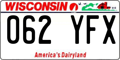 WI license plate 062YFX