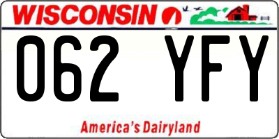 WI license plate 062YFY