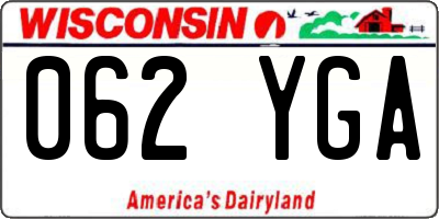 WI license plate 062YGA