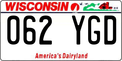 WI license plate 062YGD