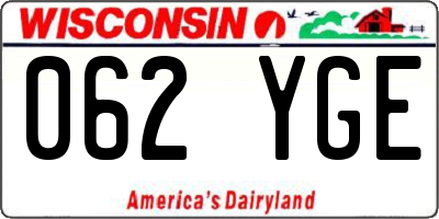 WI license plate 062YGE