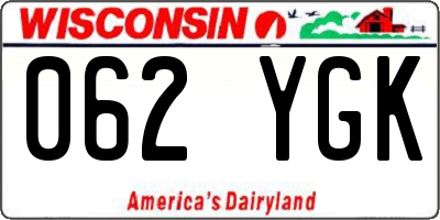 WI license plate 062YGK