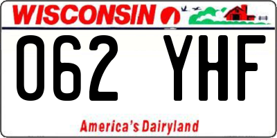 WI license plate 062YHF