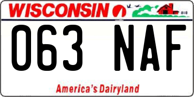 WI license plate 063NAF