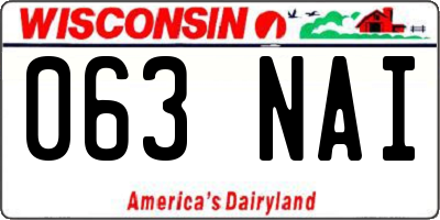 WI license plate 063NAI