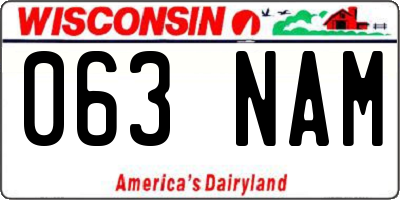 WI license plate 063NAM