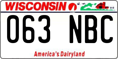WI license plate 063NBC