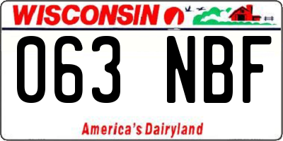 WI license plate 063NBF
