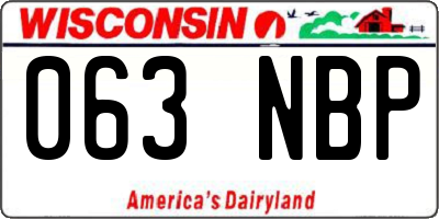 WI license plate 063NBP