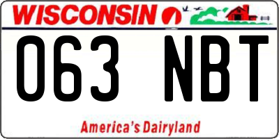 WI license plate 063NBT
