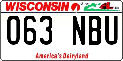 WI license plate 063NBU