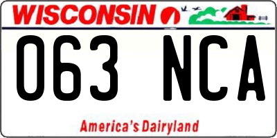 WI license plate 063NCA