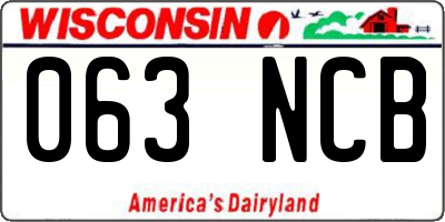 WI license plate 063NCB