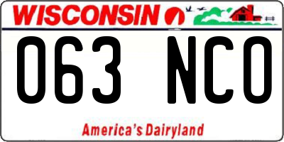 WI license plate 063NCO