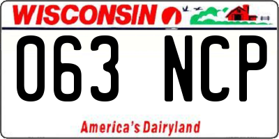 WI license plate 063NCP