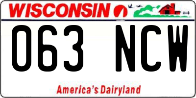 WI license plate 063NCW