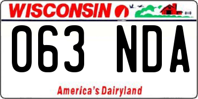 WI license plate 063NDA