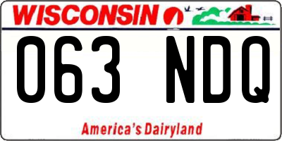 WI license plate 063NDQ