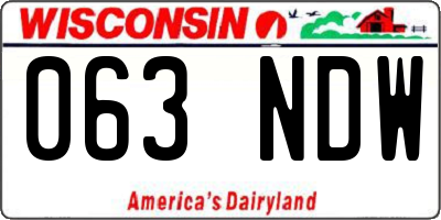 WI license plate 063NDW