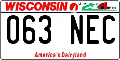 WI license plate 063NEC