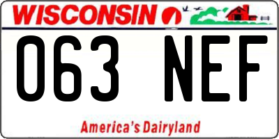 WI license plate 063NEF