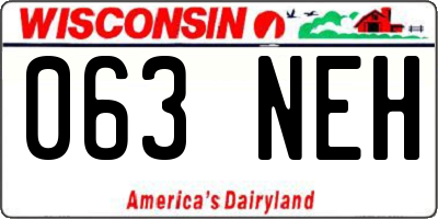 WI license plate 063NEH