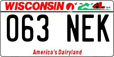 WI license plate 063NEK