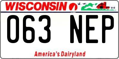WI license plate 063NEP