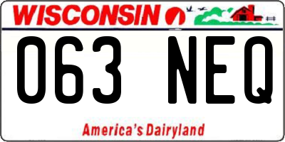 WI license plate 063NEQ