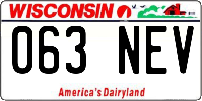 WI license plate 063NEV