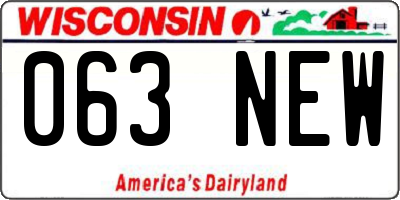 WI license plate 063NEW