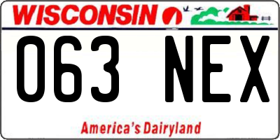 WI license plate 063NEX