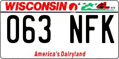 WI license plate 063NFK