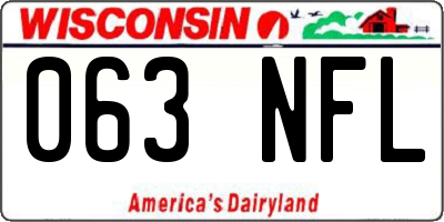 WI license plate 063NFL